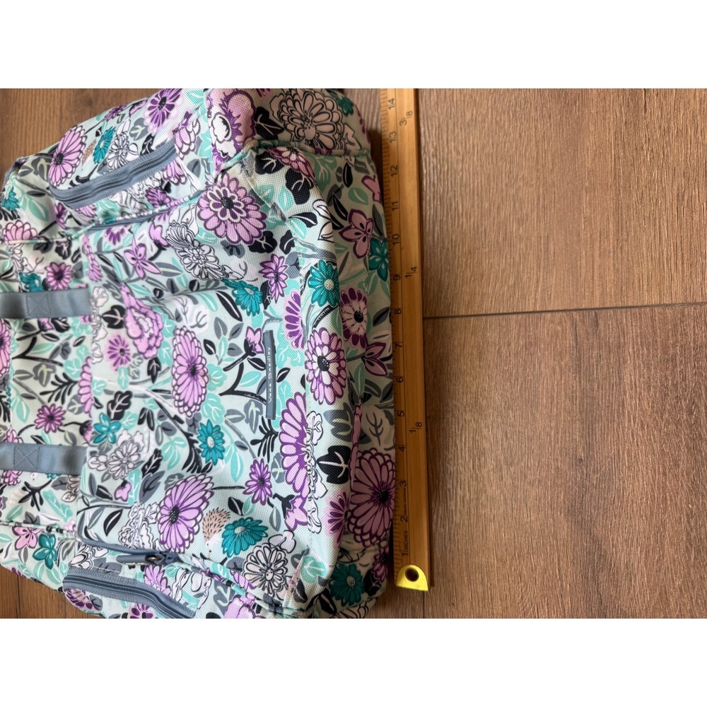 Vera Bradley Floral diaper bag Backpack Mint Purple Teal Canvas Multi-Pocket - Picture 15 of 16